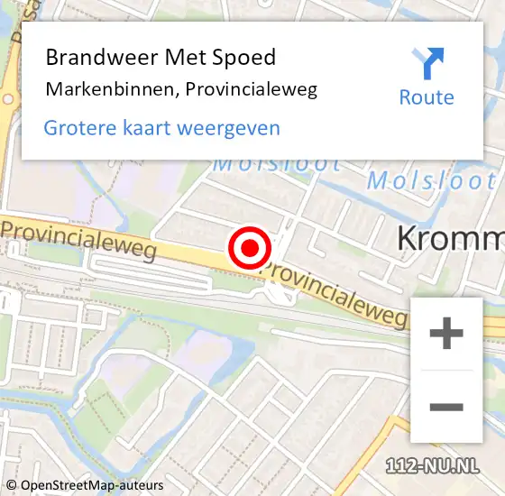 Locatie op kaart van de 112 melding: Brandweer Met Spoed Naar Markenbinnen, Provincialeweg op 16 juni 2014 11:34