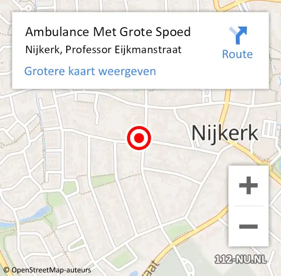 Locatie op kaart van de 112 melding: Ambulance Met Grote Spoed Naar Nijkerk, Professor Eijkmanstraat op 13 juli 2021 10:01