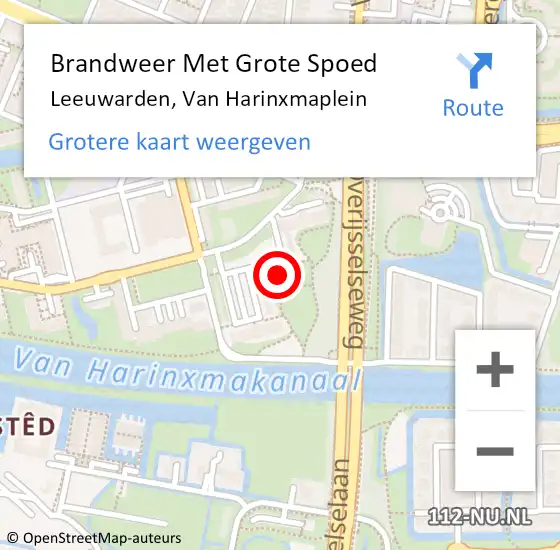 Locatie op kaart van de 112 melding: Brandweer Met Grote Spoed Naar Leeuwarden, van Harinxmaplein op 13 juli 2021 10:07