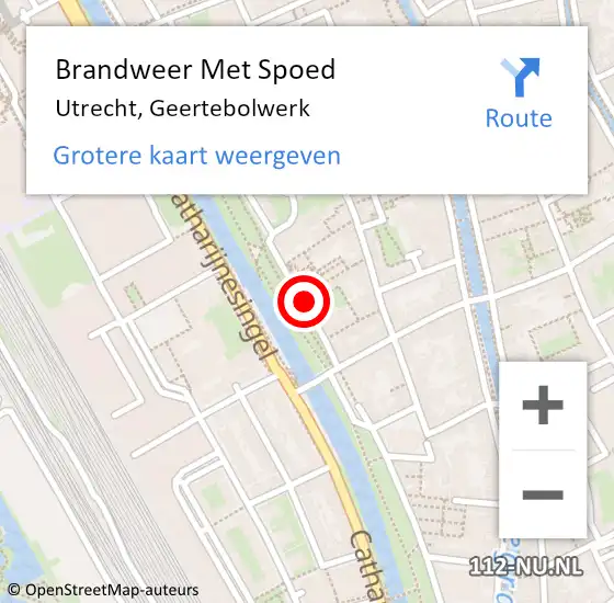 Locatie op kaart van de 112 melding: Brandweer Met Spoed Naar Utrecht, Geertebolwerk op 13 juli 2021 10:12