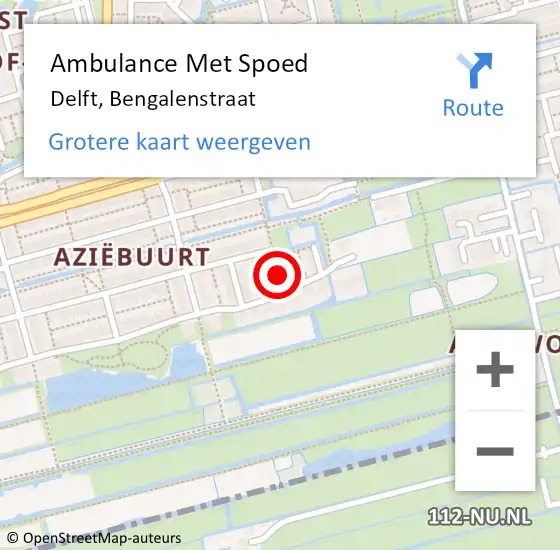 Locatie op kaart van de 112 melding: Ambulance Met Spoed Naar Delft, Bengalenstraat op 13 juli 2021 10:15