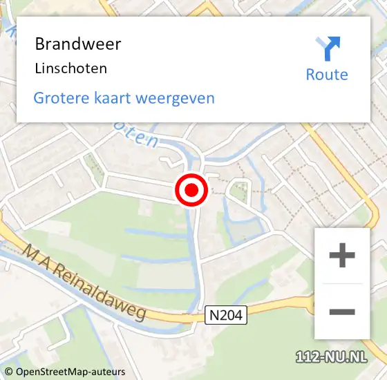 Locatie op kaart van de 112 melding: Brandweer Linschoten op 13 juli 2021 10:18