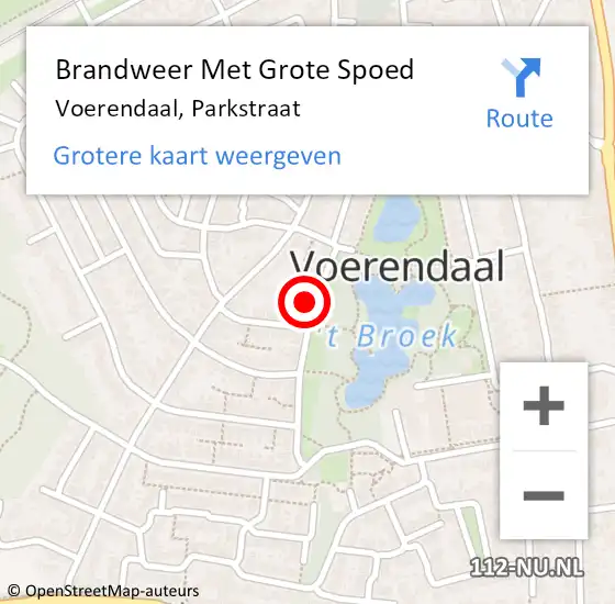 Locatie op kaart van de 112 melding: Brandweer Met Grote Spoed Naar Voerendaal, Parkstraat op 13 juli 2021 10:41