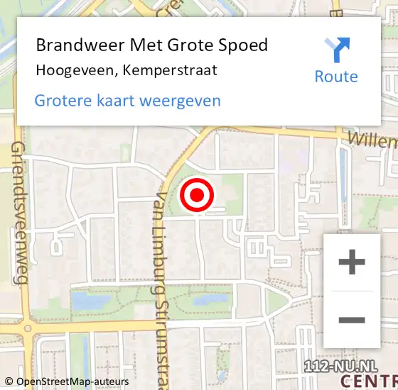 Locatie op kaart van de 112 melding: Brandweer Met Grote Spoed Naar Hoogeveen, Kemperstraat op 13 juli 2021 11:13