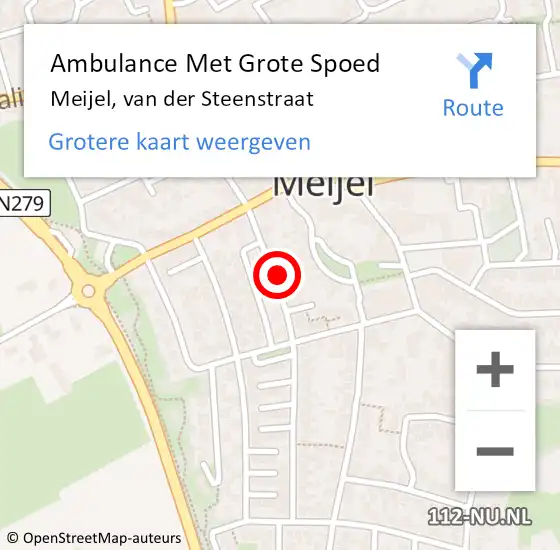 Locatie op kaart van de 112 melding: Ambulance Met Grote Spoed Naar Meijel, van der Steenstraat op 13 juli 2021 11:31