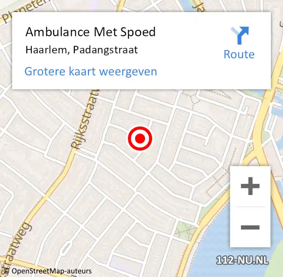 Locatie op kaart van de 112 melding: Ambulance Met Spoed Naar Haarlem, Padangstraat op 13 juli 2021 11:34