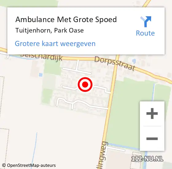 Locatie op kaart van de 112 melding: Ambulance Met Grote Spoed Naar Tuitjenhorn, Park Oase op 13 juli 2021 11:49