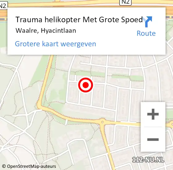 Locatie op kaart van de 112 melding: Trauma helikopter Met Grote Spoed Naar Waalre, Hyacintlaan op 13 juli 2021 12:15