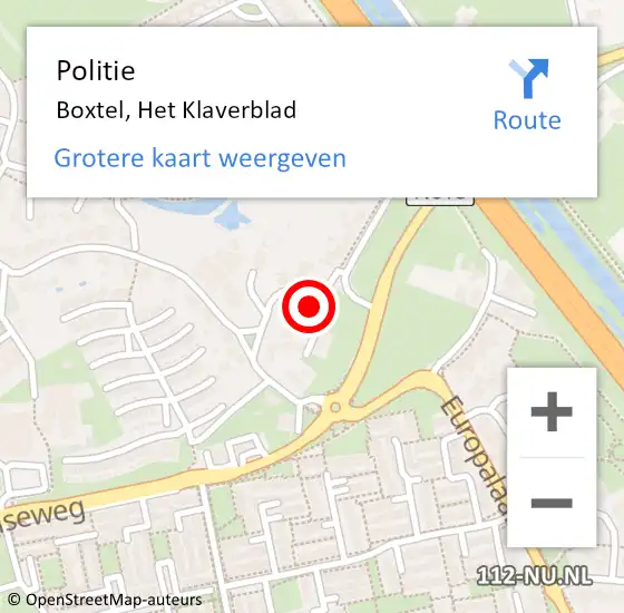 Locatie op kaart van de 112 melding: Politie Boxtel, Het Klaverblad op 13 juli 2021 12:20