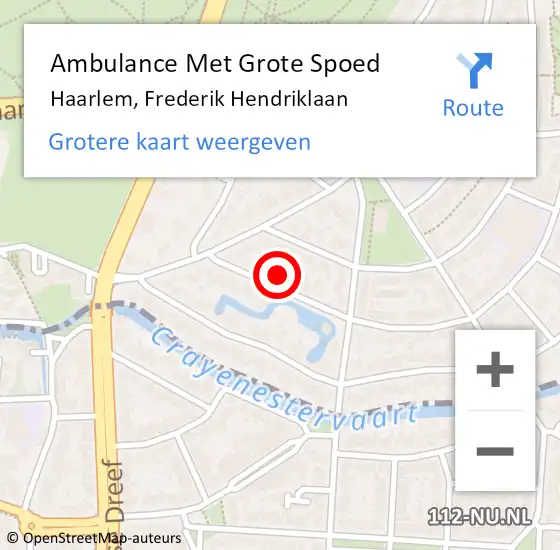 Locatie op kaart van de 112 melding: Ambulance Met Grote Spoed Naar Haarlem, Frederik Hendriklaan op 13 juli 2021 12:25