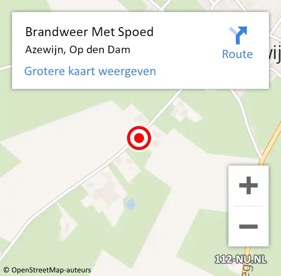 Locatie op kaart van de 112 melding: Brandweer Met Spoed Naar Azewijn, Op den Dam op 13 juli 2021 12:33