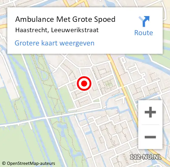 Locatie op kaart van de 112 melding: Ambulance Met Grote Spoed Naar Haastrecht, Leeuwerikstraat op 13 juli 2021 12:35