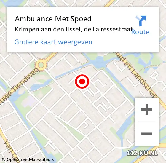 Locatie op kaart van de 112 melding: Ambulance Met Spoed Naar Krimpen aan den IJssel, de Lairessestraat op 13 juli 2021 12:37