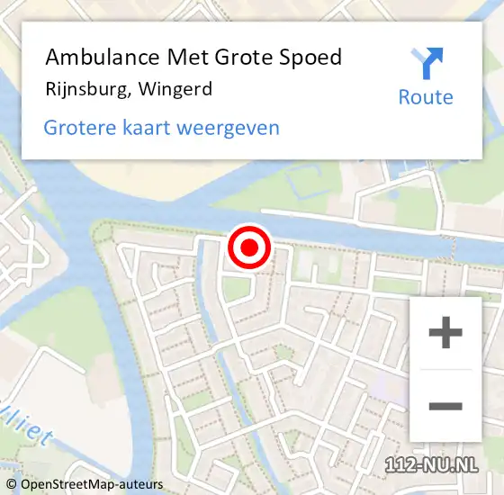 Locatie op kaart van de 112 melding: Ambulance Met Grote Spoed Naar Rijnsburg, Wingerd op 13 juli 2021 12:38