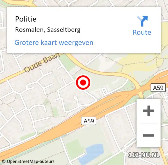 Locatie op kaart van de 112 melding: Politie Rosmalen, Sasseltberg op 13 juli 2021 12:48