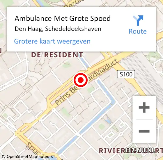 Locatie op kaart van de 112 melding: Ambulance Met Grote Spoed Naar Den Haag, Schedeldoekshaven op 13 juli 2021 13:03