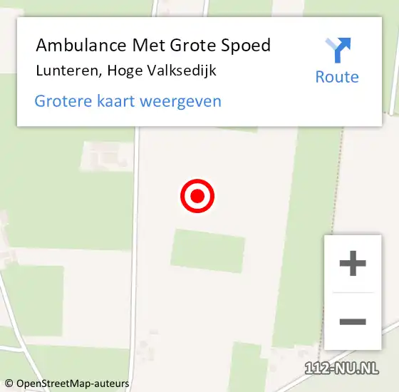Locatie op kaart van de 112 melding: Ambulance Met Grote Spoed Naar Lunteren, Hoge Valksedijk op 13 juli 2021 13:04