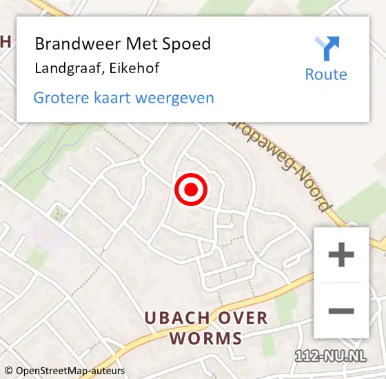 Locatie op kaart van de 112 melding: Brandweer Met Spoed Naar Landgraaf, Eikehof op 13 juli 2021 13:09