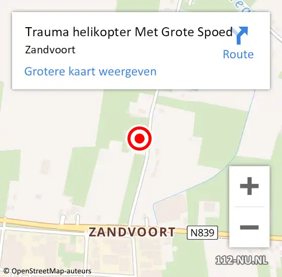 Locatie op kaart van de 112 melding: Trauma helikopter Met Grote Spoed Naar Zandvoort op 13 juli 2021 13:24