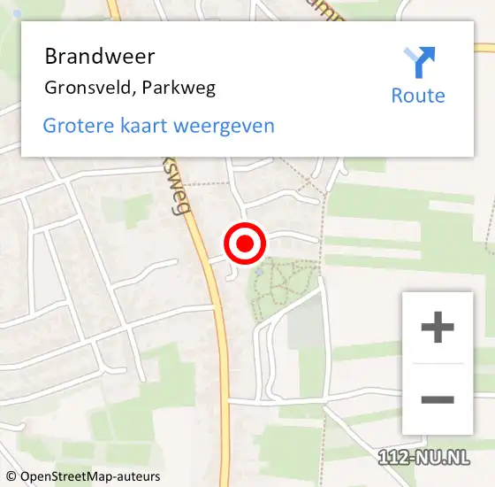 Locatie op kaart van de 112 melding: Brandweer Gronsveld, Parkweg op 16 juni 2014 11:56