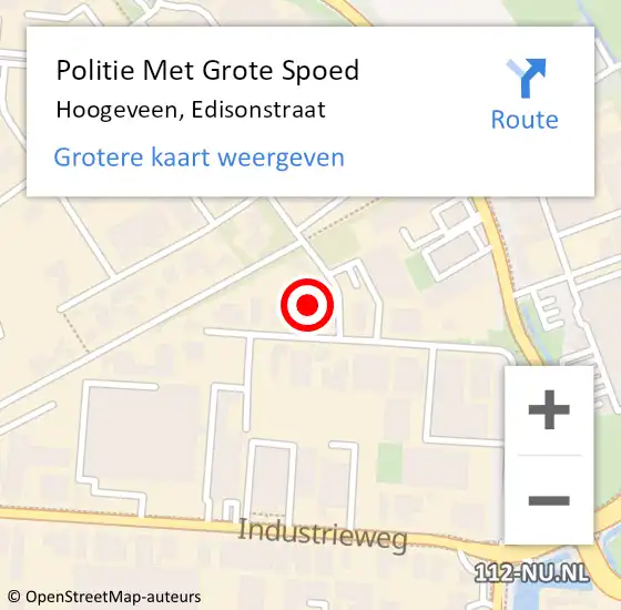 Locatie op kaart van de 112 melding: Politie Met Grote Spoed Naar Hoogeveen, Edisonstraat op 13 juli 2021 14:08