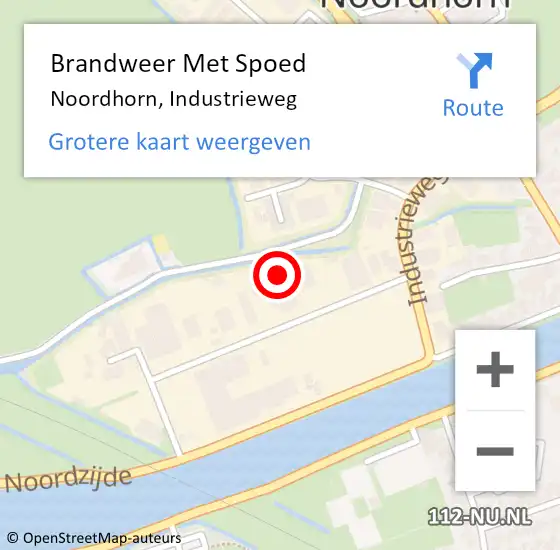 Locatie op kaart van de 112 melding: Brandweer Met Spoed Naar Noordhorn, Industrieweg op 13 juli 2021 14:23