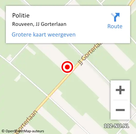 Locatie op kaart van de 112 melding: Politie Rouveen, JJ Gorterlaan op 13 juli 2021 14:34