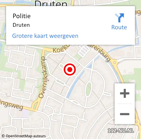 Locatie op kaart van de 112 melding: Politie Druten op 13 juli 2021 14:35