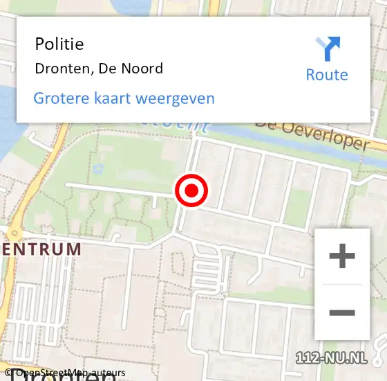 Locatie op kaart van de 112 melding: Politie Dronten, De Noord op 13 juli 2021 14:44