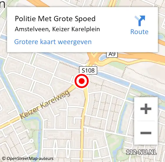 Locatie op kaart van de 112 melding: Politie Met Grote Spoed Naar Amstelveen, Keizer Karelplein op 13 juli 2021 14:48