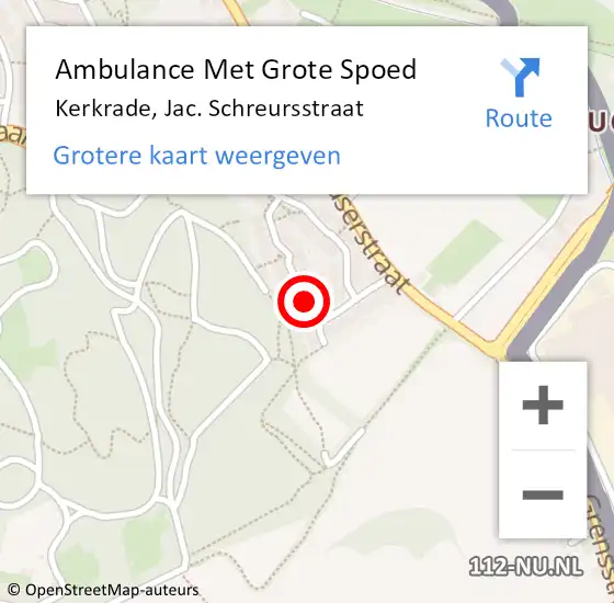 Locatie op kaart van de 112 melding: Ambulance Met Grote Spoed Naar Kerkrade, Jac. Schreursstraat op 16 juni 2014 12:05