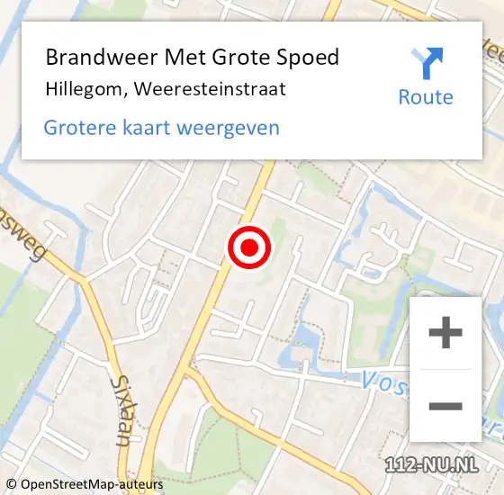 Locatie op kaart van de 112 melding: Brandweer Met Grote Spoed Naar Hillegom, Weeresteinstraat op 13 juli 2021 15:12