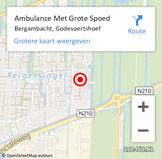 Locatie op kaart van de 112 melding: Ambulance Met Grote Spoed Naar Bergambacht, Godevaertshoef op 13 juli 2021 15:15