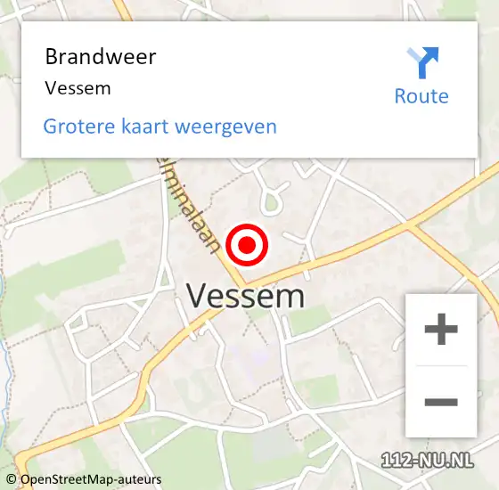 Locatie op kaart van de 112 melding: Brandweer Vessem op 16 juni 2014 12:07