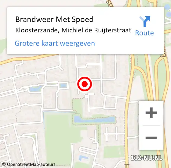 Locatie op kaart van de 112 melding: Brandweer Met Spoed Naar Kloosterzande, Michiel de Ruijterstraat op 13 juli 2021 15:33