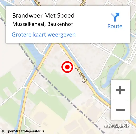 Locatie op kaart van de 112 melding: Brandweer Met Spoed Naar Musselkanaal, Beukenhof op 13 juli 2021 15:39