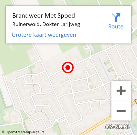 Locatie op kaart van de 112 melding: Brandweer Met Spoed Naar Ruinerwold, Dokter Larijweg op 13 juli 2021 15:42