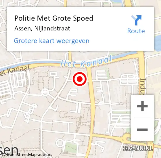 Locatie op kaart van de 112 melding: Politie Met Grote Spoed Naar Assen, Nijlandstraat op 13 juli 2021 16:28