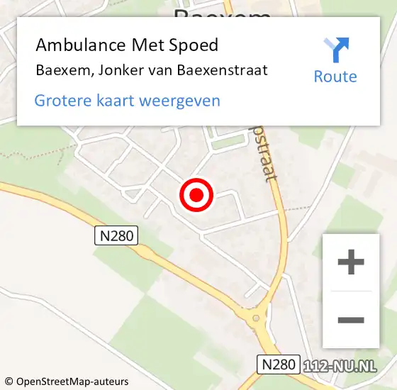 Locatie op kaart van de 112 melding: Ambulance Met Spoed Naar Baexem, Jonker van Baexenstraat op 13 juli 2021 16:28