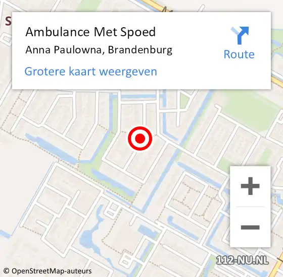 Locatie op kaart van de 112 melding: Ambulance Met Spoed Naar Anna Paulowna, Brandenburg op 13 juli 2021 16:50