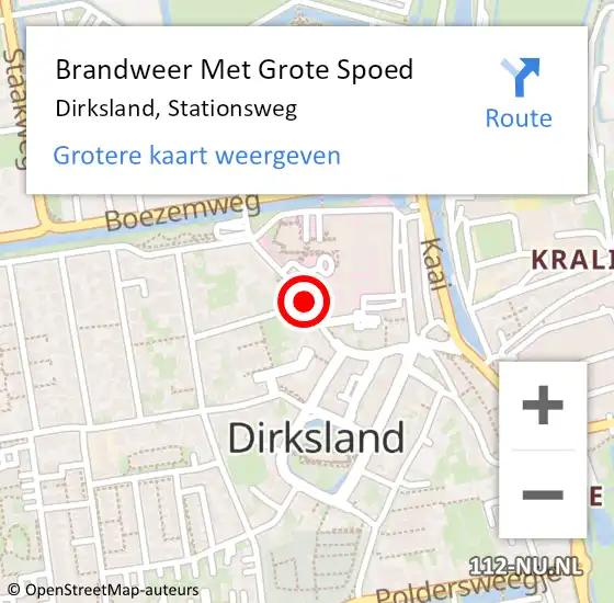 Locatie op kaart van de 112 melding: Brandweer Met Grote Spoed Naar Dirksland, Stationsweg op 13 juli 2021 16:50