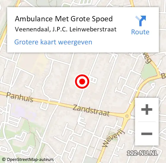 Locatie op kaart van de 112 melding: Ambulance Met Grote Spoed Naar Veenendaal, J.P.C. Leinweberstraat op 13 juli 2021 17:04