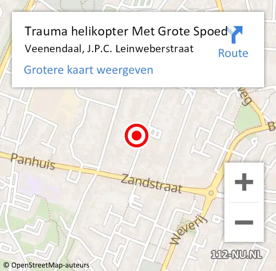 Locatie op kaart van de 112 melding: Trauma helikopter Met Grote Spoed Naar Veenendaal, J.P.C. Leinweberstraat op 13 juli 2021 17:06