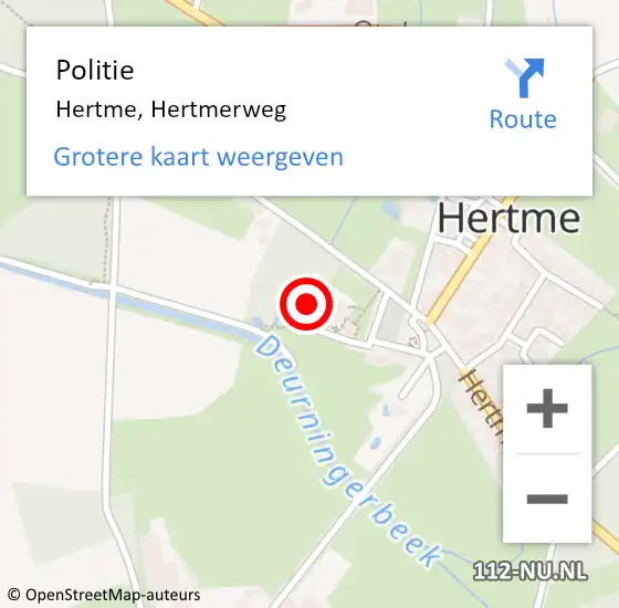 Locatie op kaart van de 112 melding: Politie Hertme, Hertmerweg op 13 juli 2021 17:08