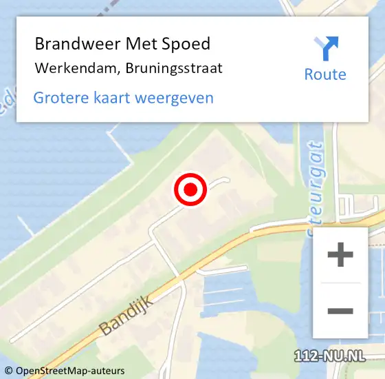 Locatie op kaart van de 112 melding: Brandweer Met Spoed Naar Werkendam, Bruningsstraat op 13 juli 2021 17:13
