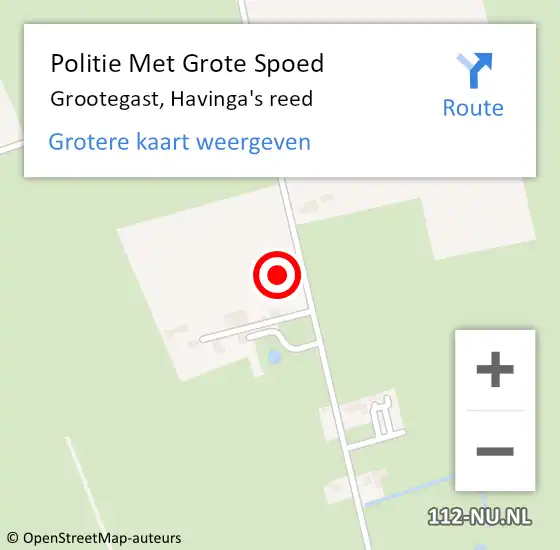 Locatie op kaart van de 112 melding: Politie Met Grote Spoed Naar Grootegast, Havinga's reed op 13 juli 2021 17:13