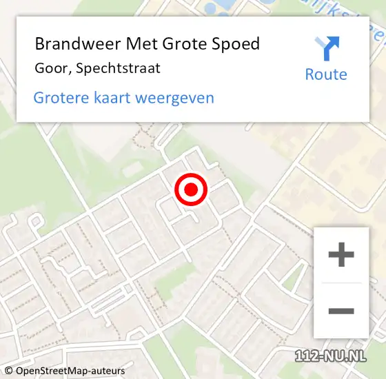 Locatie op kaart van de 112 melding: Brandweer Met Grote Spoed Naar Goor, Spechtstraat op 13 juli 2021 17:13