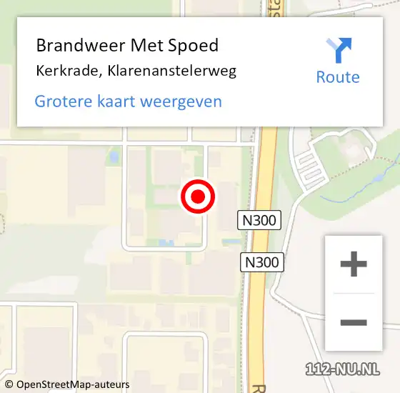 Locatie op kaart van de 112 melding: Brandweer Met Spoed Naar Kerkrade, Klarenanstelerweg op 13 juli 2021 17:25