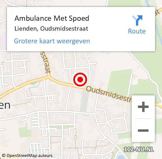 Locatie op kaart van de 112 melding: Ambulance Met Spoed Naar Lienden, Oudsmidsestraat op 13 juli 2021 17:36