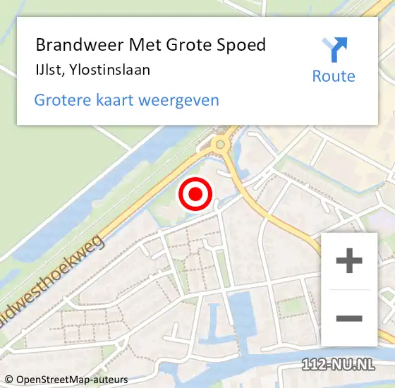 Locatie op kaart van de 112 melding: Brandweer Met Grote Spoed Naar IJlst, Ylostinslaan op 16 juni 2014 12:20